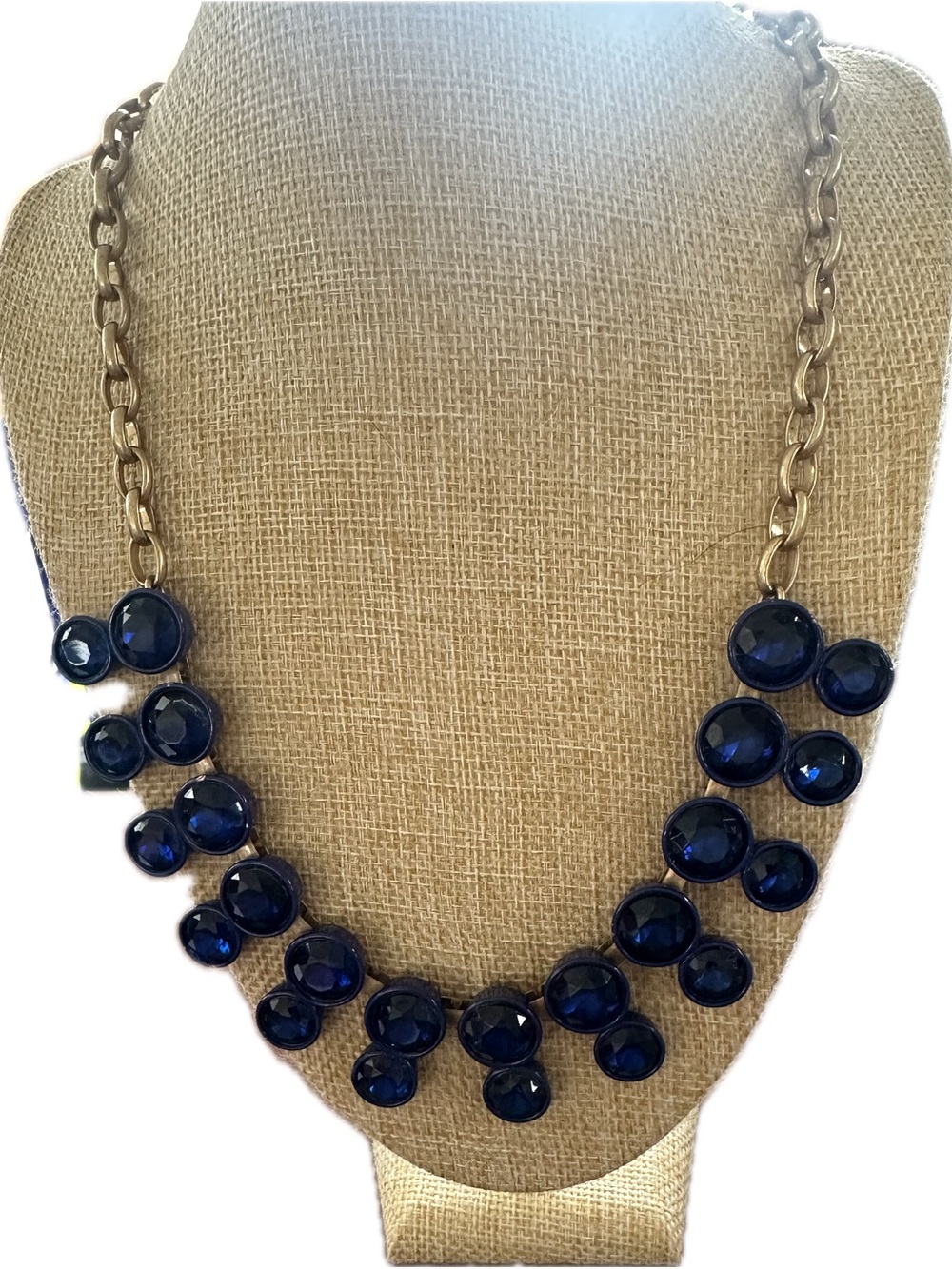 J. Crew Royal Blue Brûlée Crystal Statement Necklace
